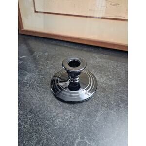 L.E. Smith Black Amethyst Glass Candlestick Holder 2.25" Taper Candle Holder